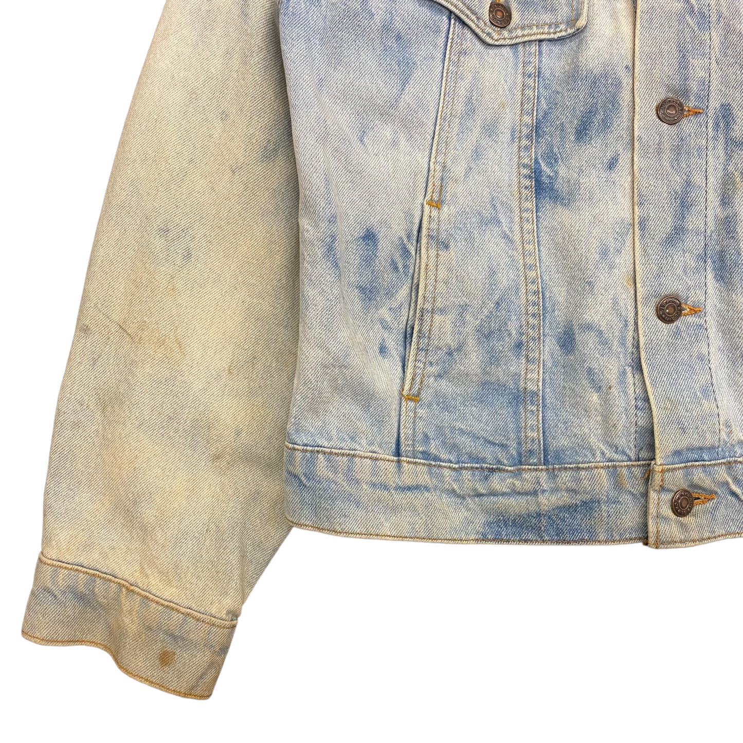 1980s Plain Pockets Acid Washed Denim Jacket - Size Small