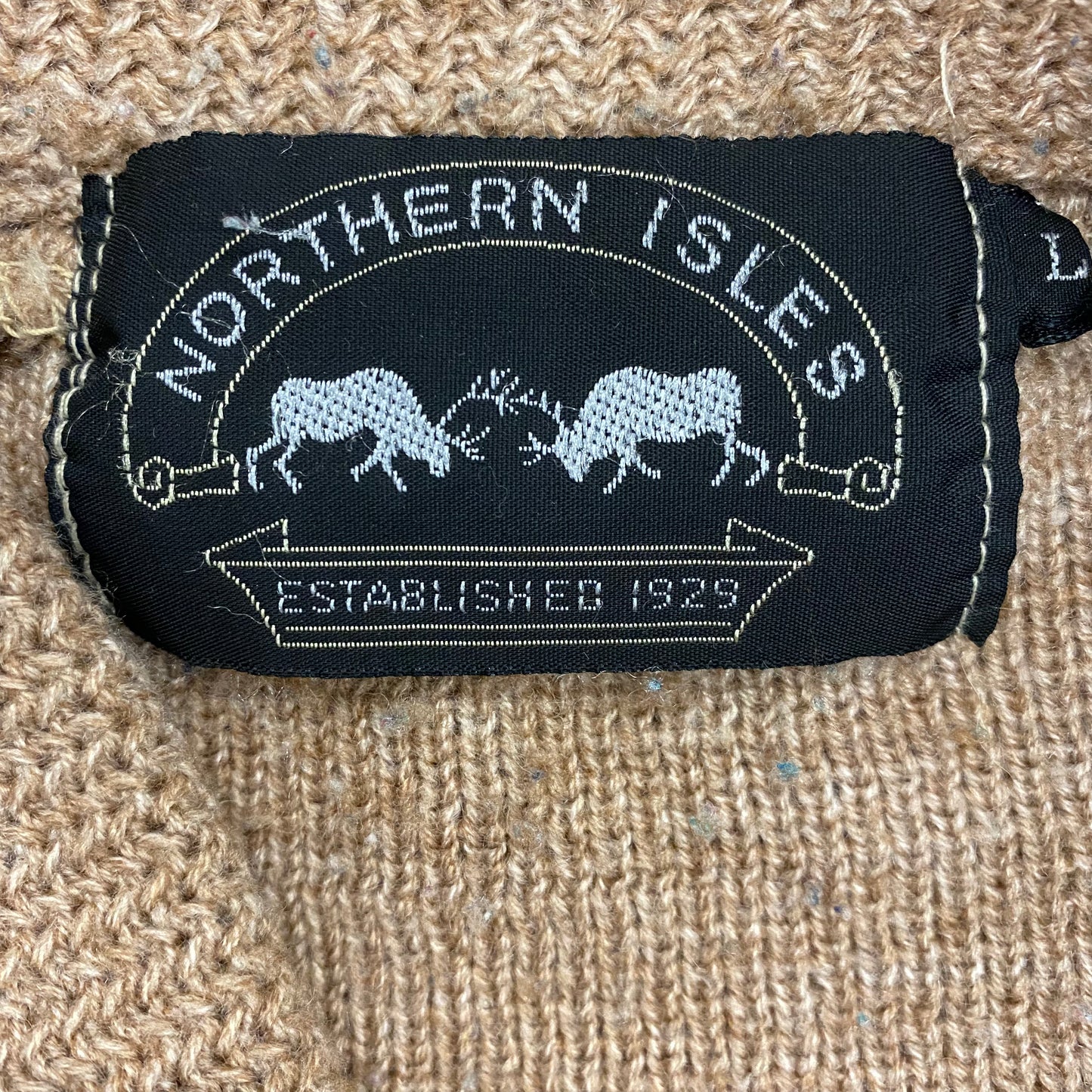 Vintage 80s Northern Isles Dark Tan Knit Bomber Style Sweater - Size Large