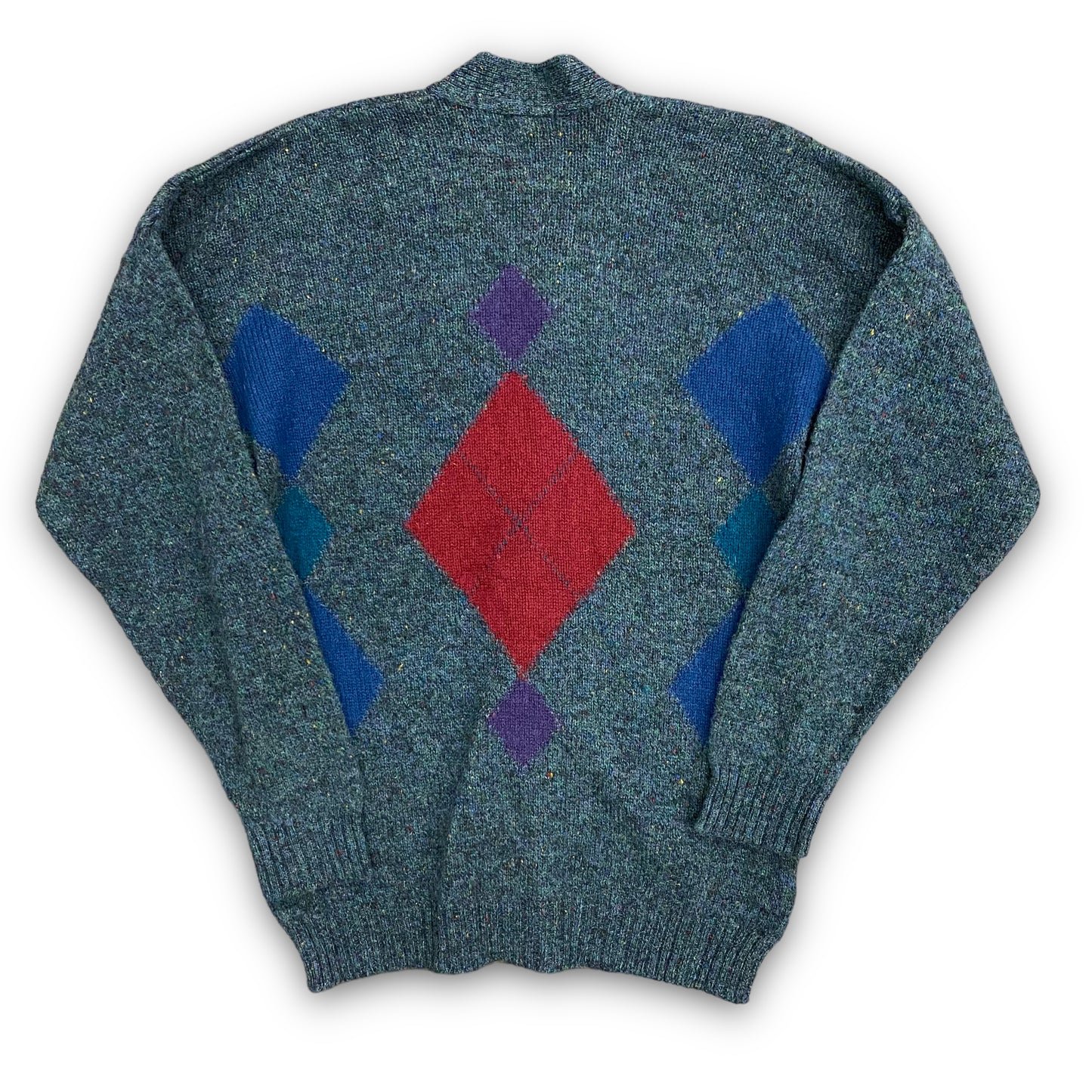 Vintage Wool Argyle Knit Cardigan - Size Medium