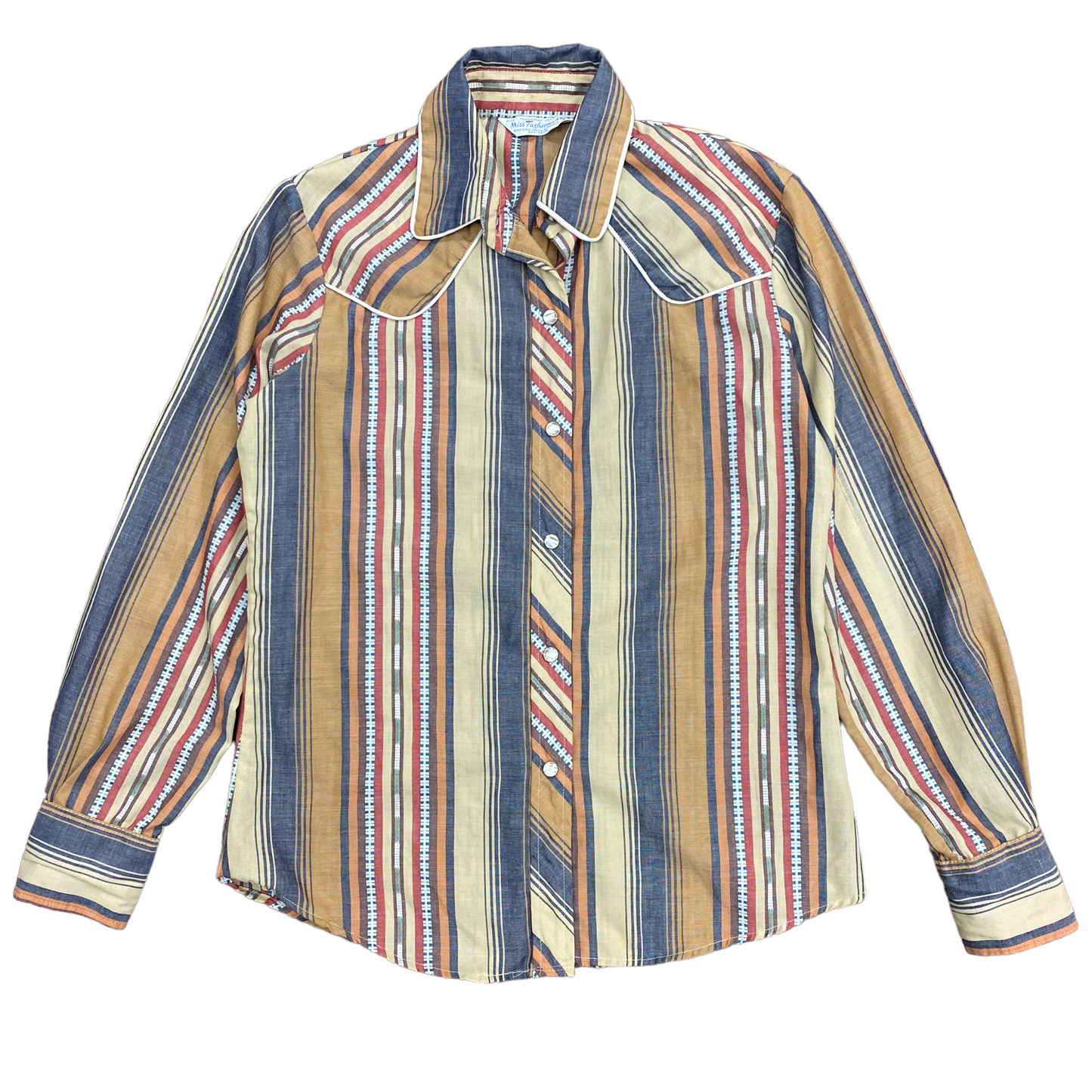 Vintage Miss Fashionality Striped Western Shirt - Size 9/10