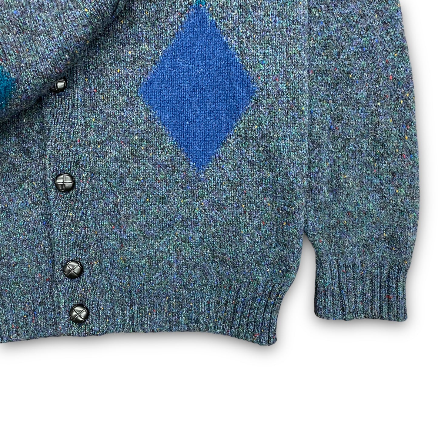 Vintage Wool Argyle Knit Cardigan - Size Medium