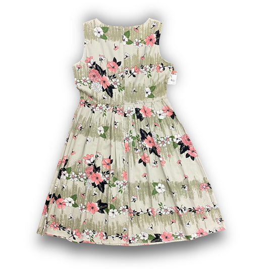 Vintage Pink & White Floral Tea Dress - Size Medium