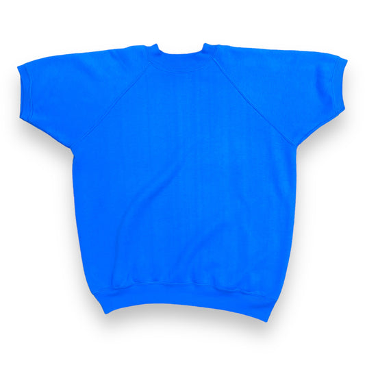 1980s Blue Short Sleeve Raglan Sweatshirt - Size Large