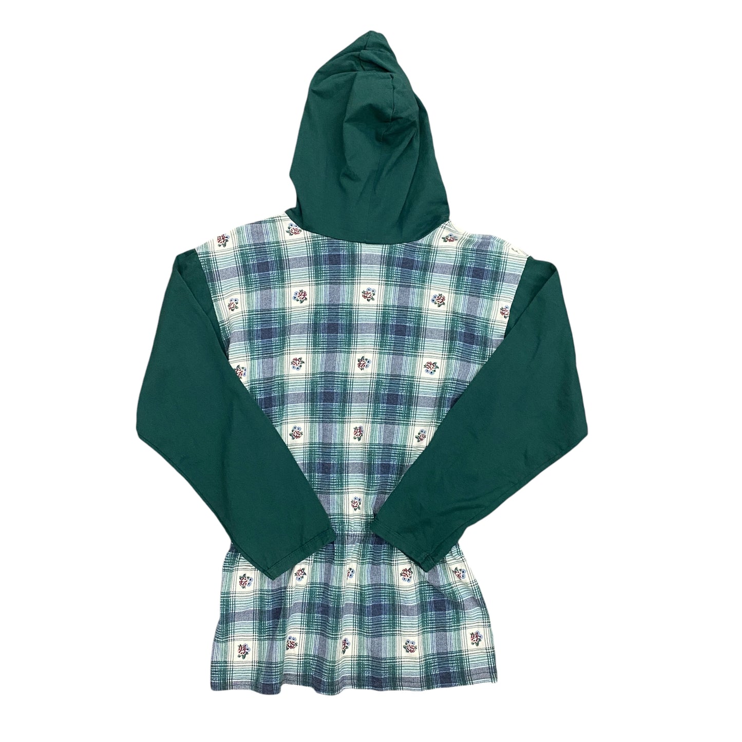 Vintage Green Plaid Hooded Top - Size S/M