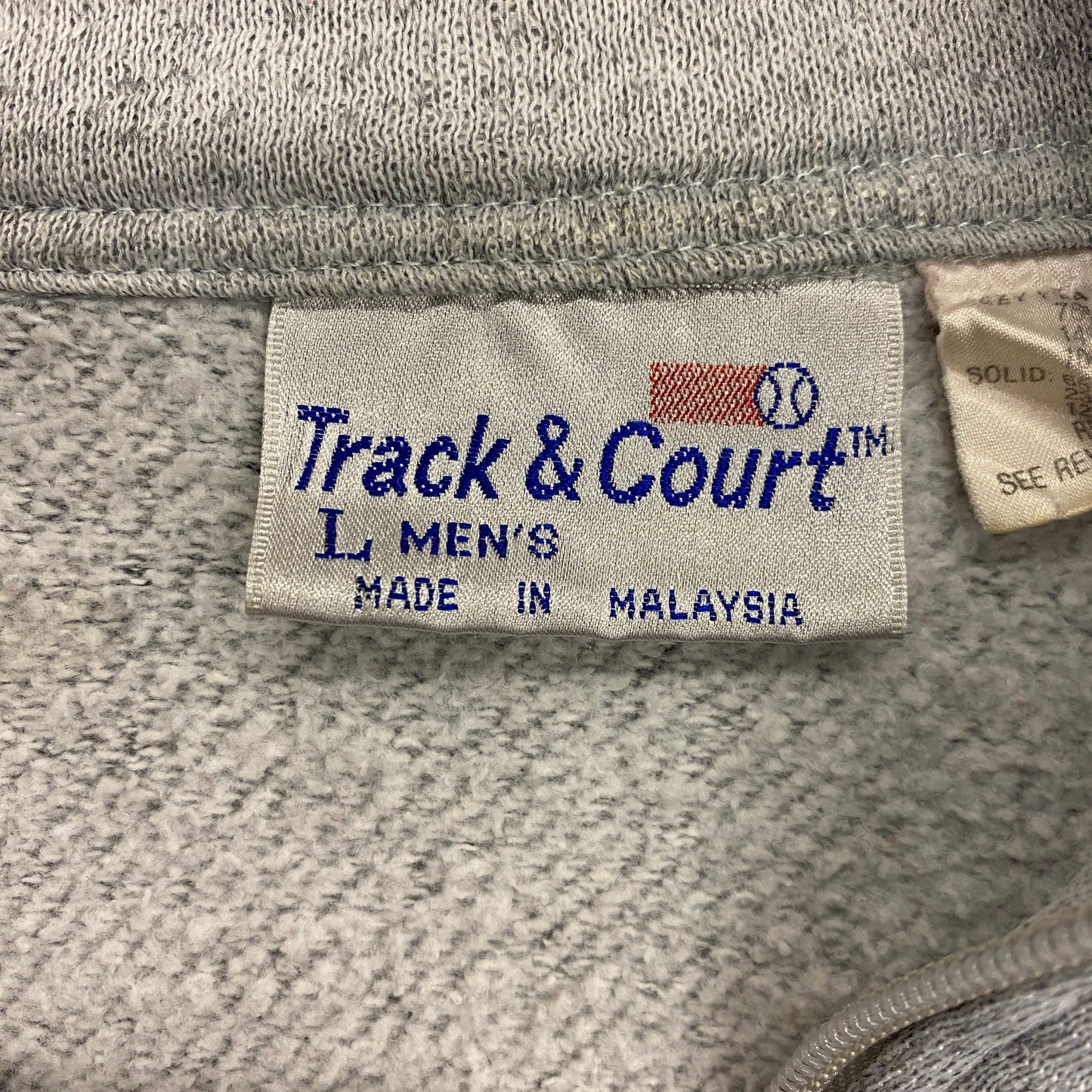 Vintage 1980s Gray Zip-Up Track Sweatshirt Jacket - Size Large