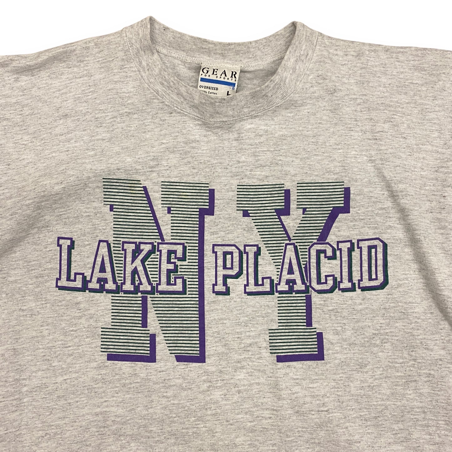 Vintage 1990s "Lake Placid NY" Gray Tee - Size Large