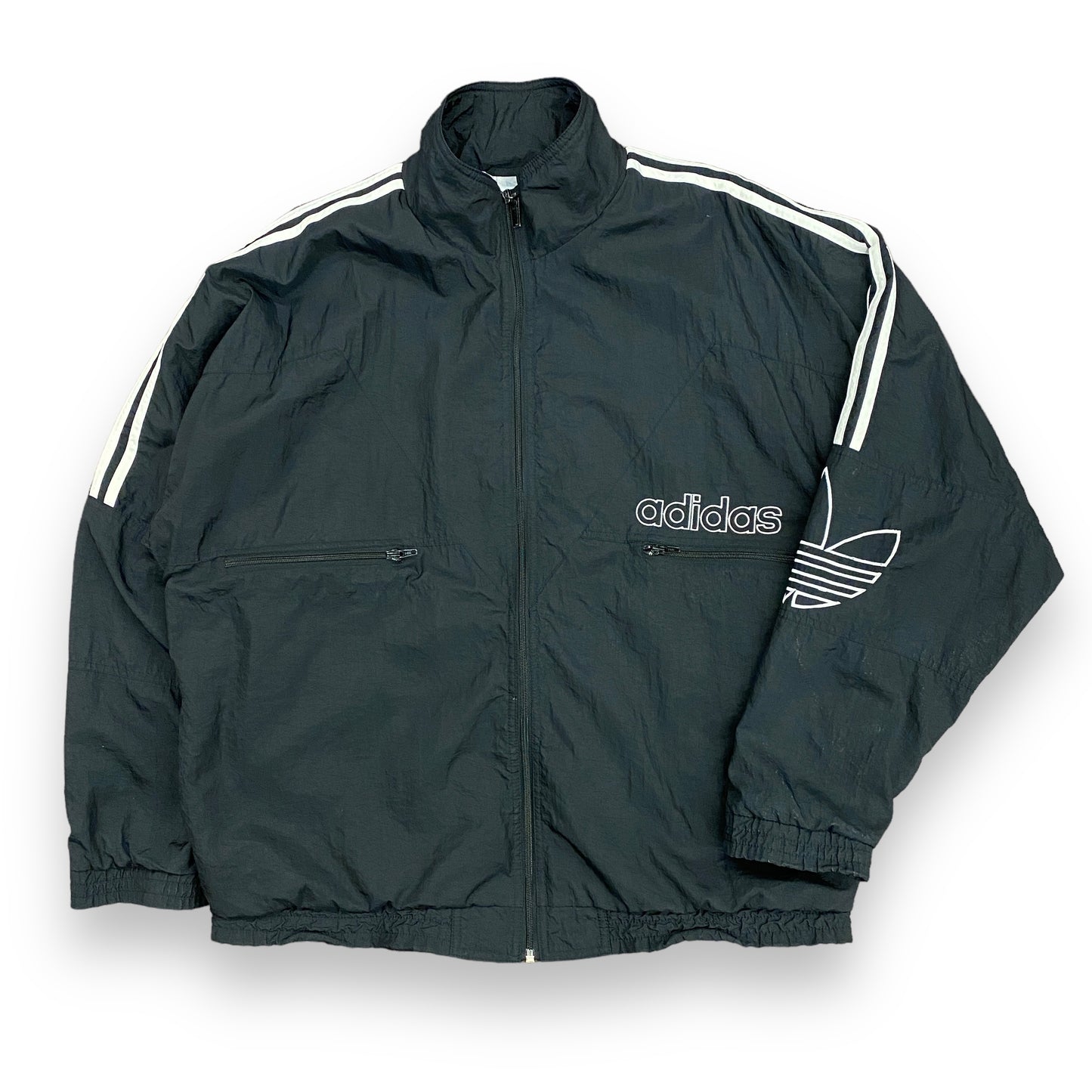Vintage 1990s Adidas Black Full Zip Track Jacket - Size Large