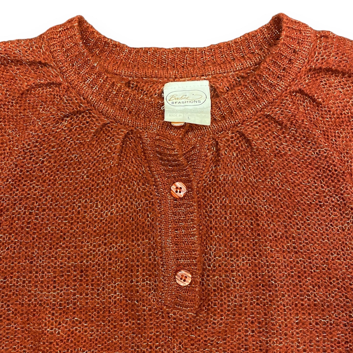 1960s Beeline Loose Knit Henley Sweater - Size Large