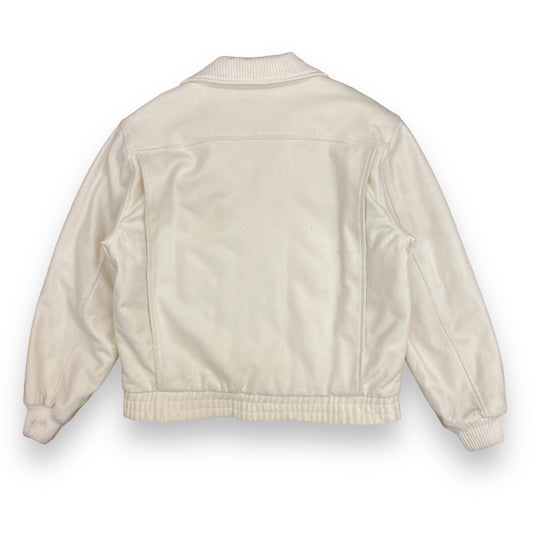 NWT 1980s White Wool Quilt Lined Flight/Bomber Jacket - Size Large