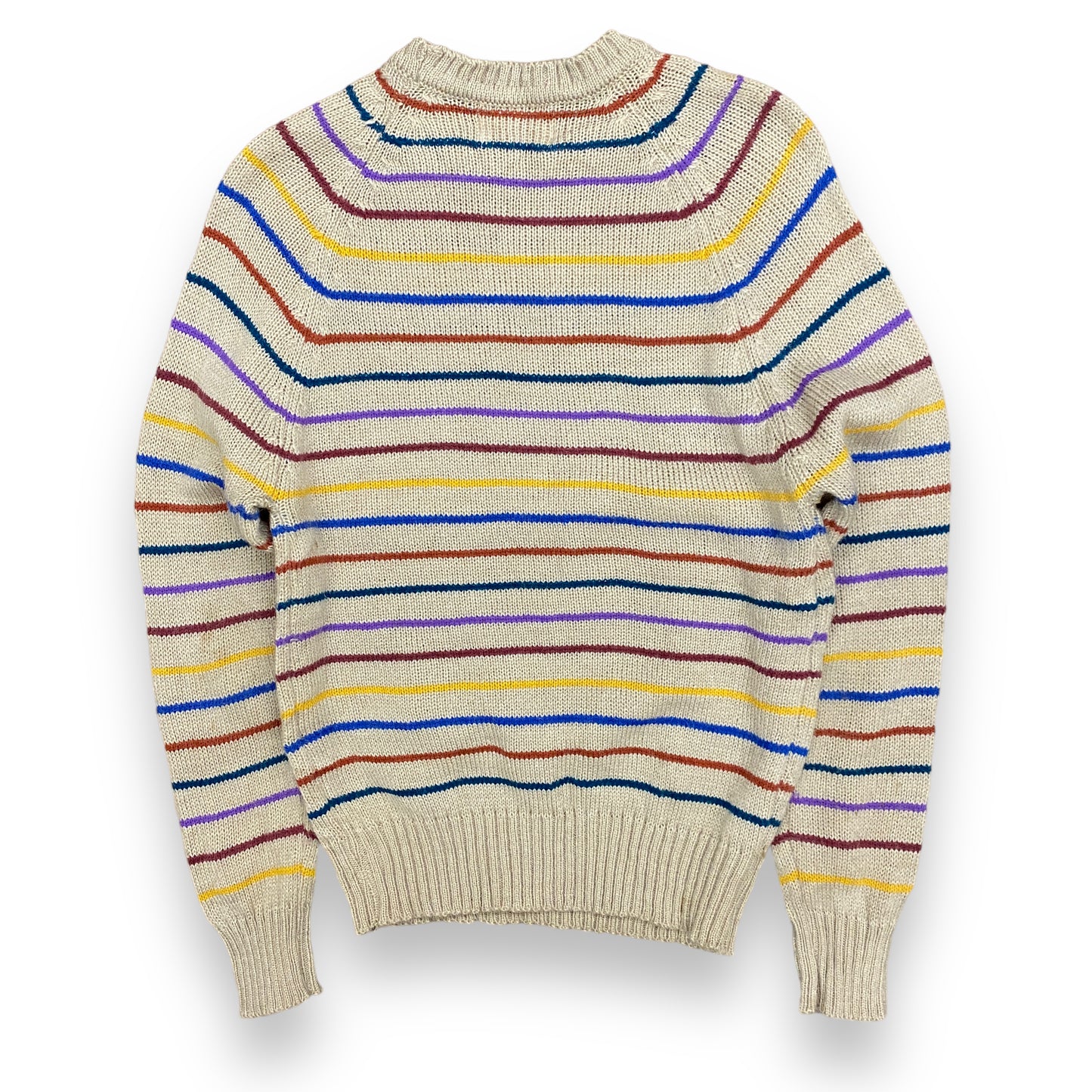 Vintage 1980s Tan Striped Raglan Sweater - Size Large