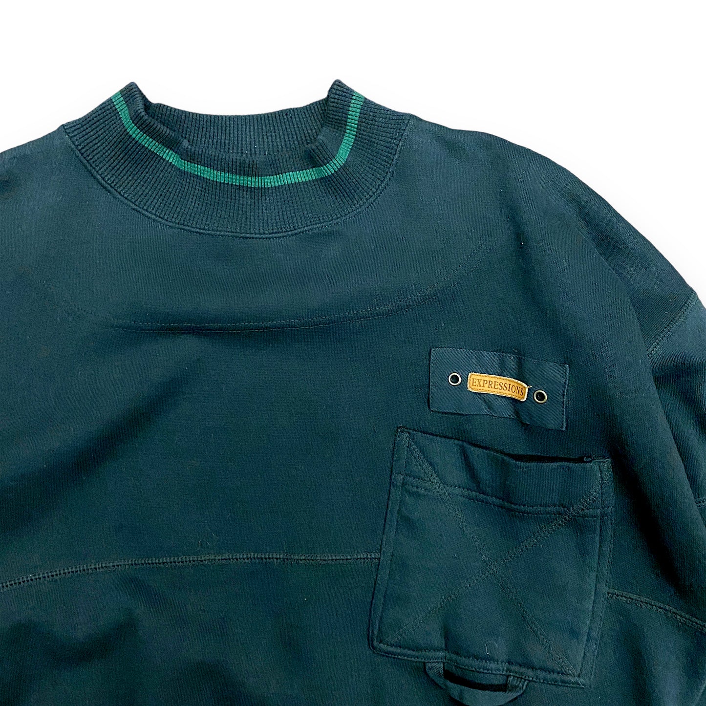 Vintage Black Mock Neck Sweatshirt - Size Large