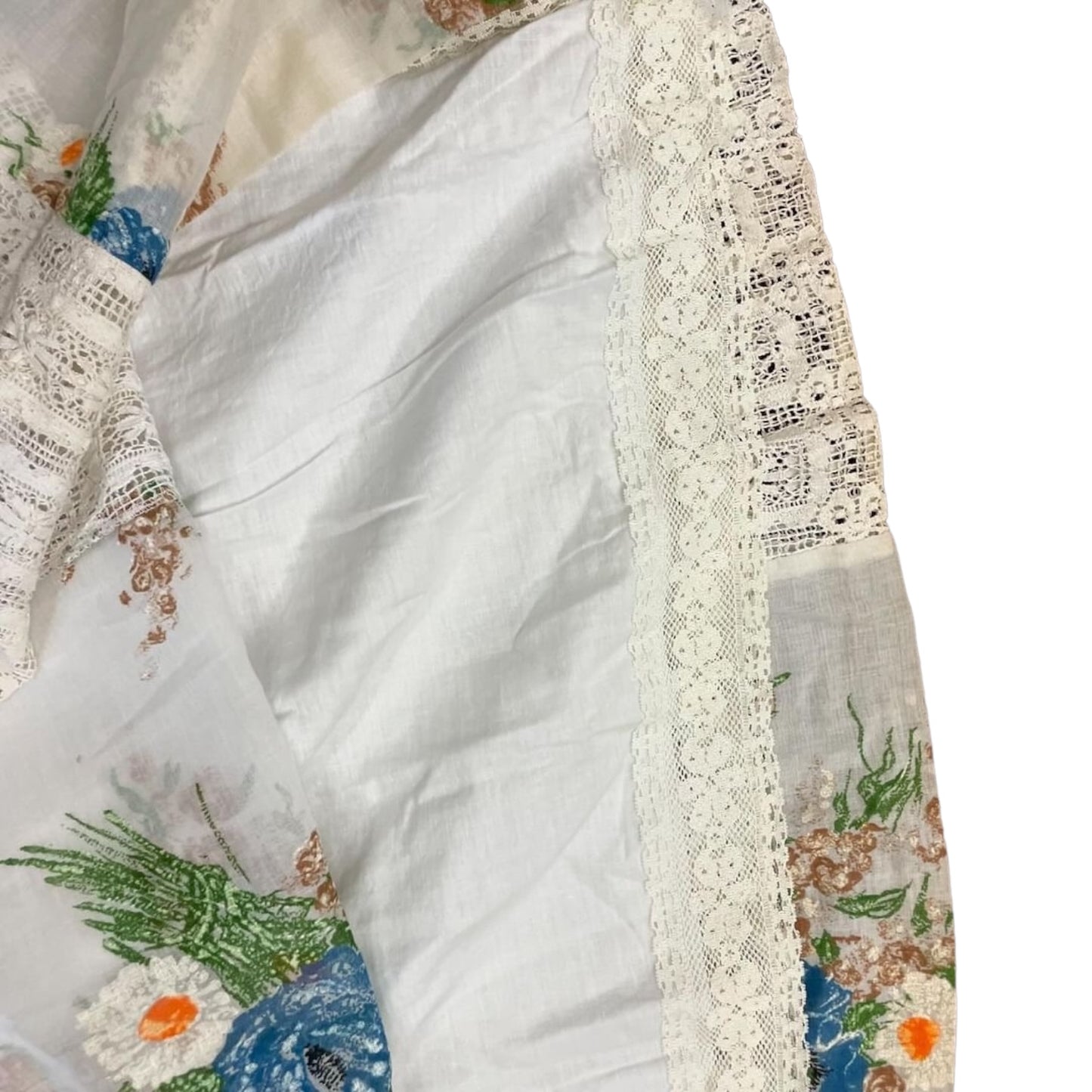 Vintage 1970s Maxi Skirt with Lace & Floral Panels