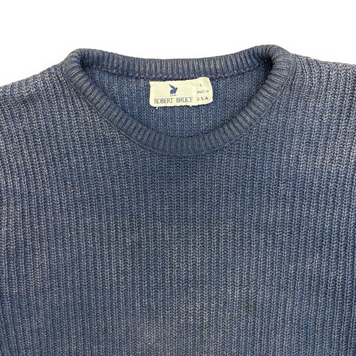 Vintage 1980s Robert Bruce Navy Blue Knit Sweater - Size Large  my