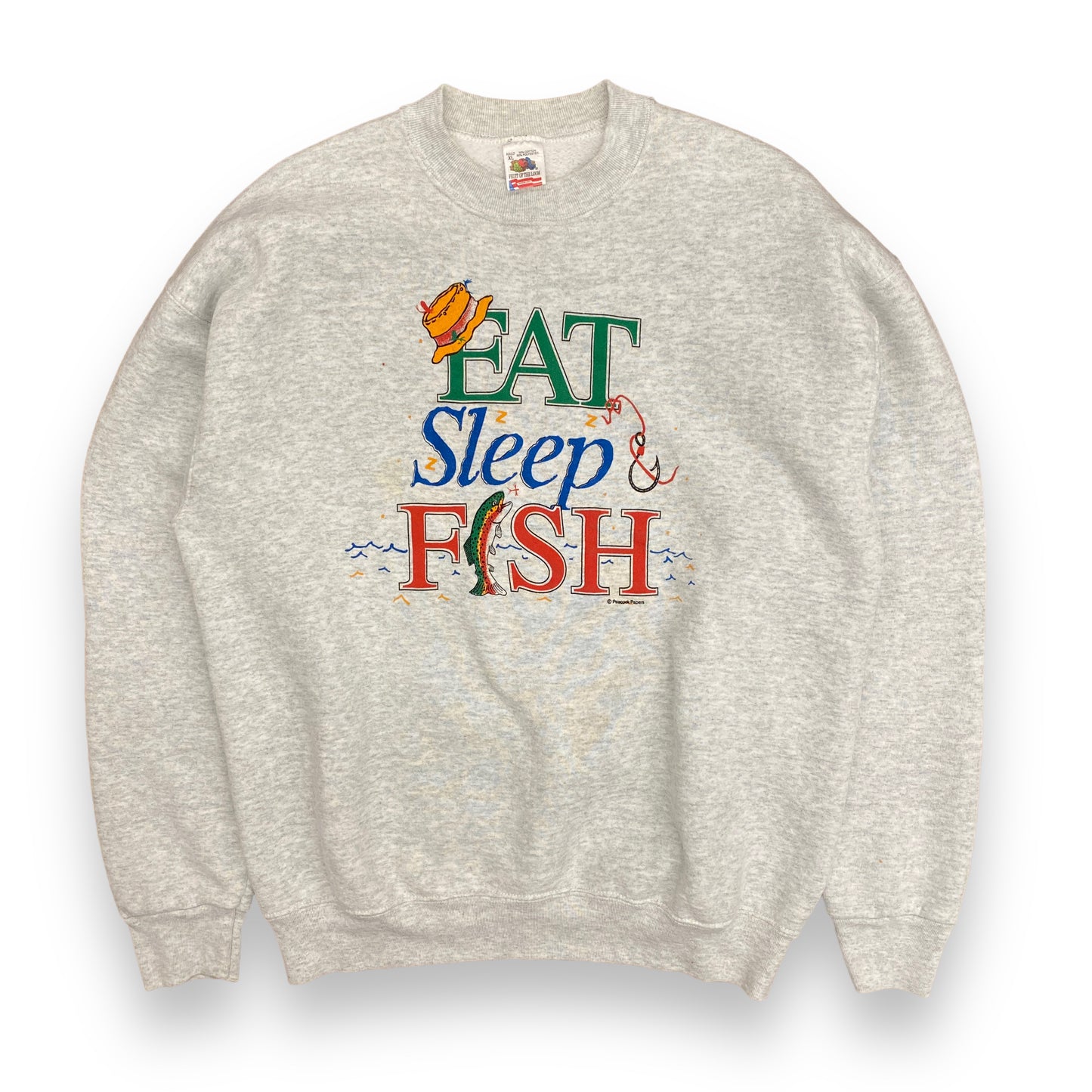 1990s "Eat, Sleep, Fish" Crewneck Sweatshirt - Size XL