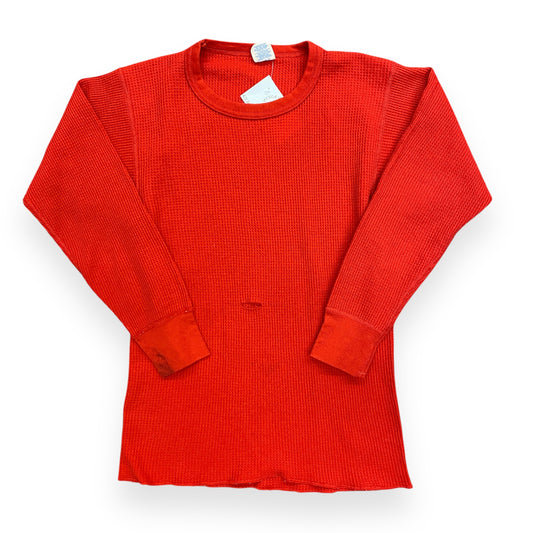 Vintage 1990s Red Waffle Knit Thermal Long Sleeve - Size Medium