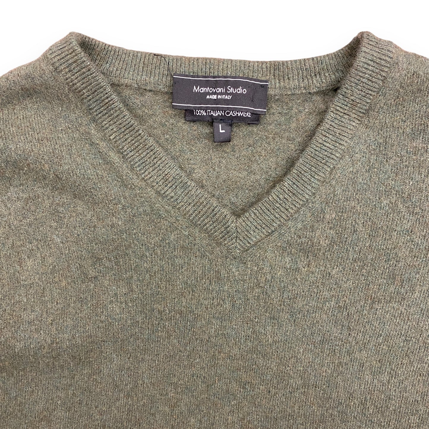 Mantovani Studios Italian Cashmere Olive Green Sweater - Size Large