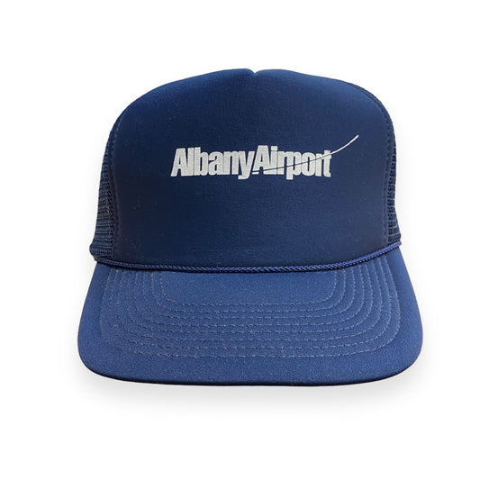 Vintage 1980s Albany Airport Navy Blue Trucker Hat