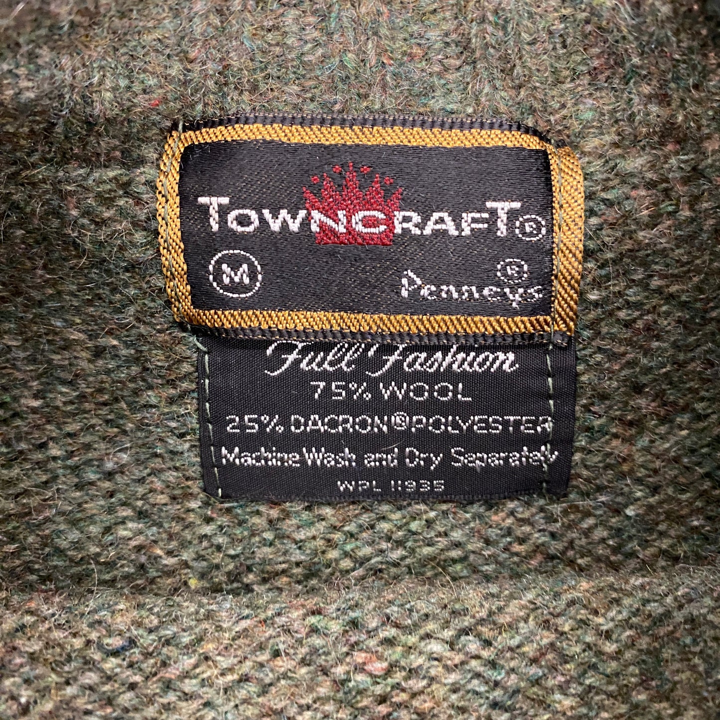 1970s Towncraft Green Wool Sweater - Size Medium