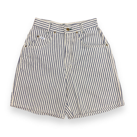 1980s Railroad Stripe High-Waisted Shorts - 27"x7"