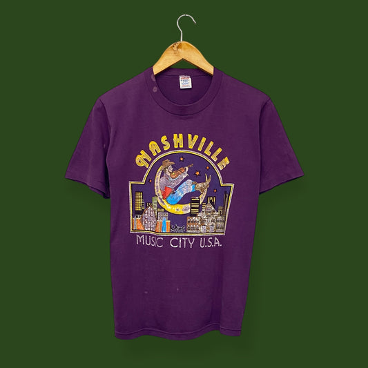 Vintage 1980s "Nashville: Music City" Purple Tee - Size Medium
