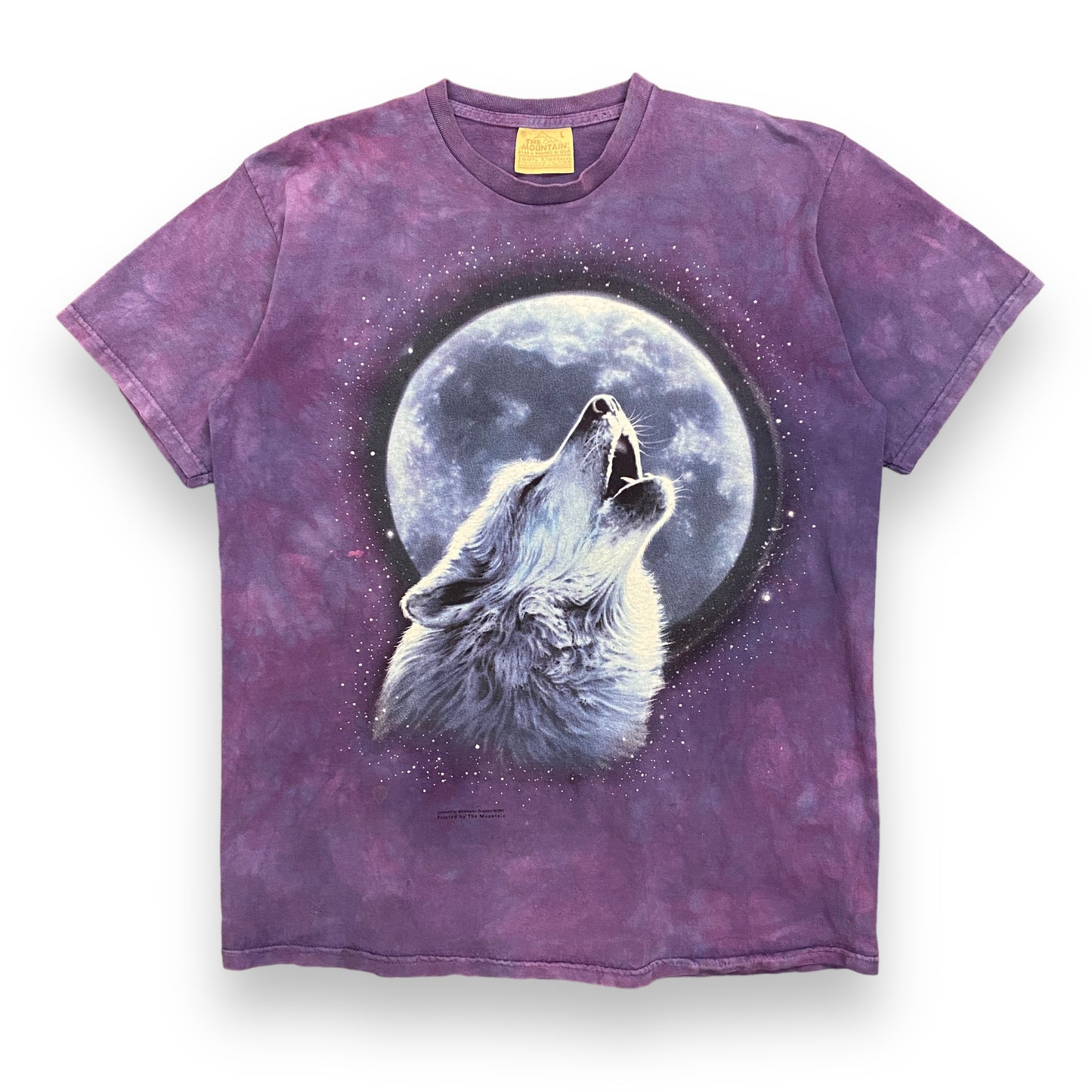 Vintage 1997 Howling Wolf Purple Tie Dye Tee - Size Large