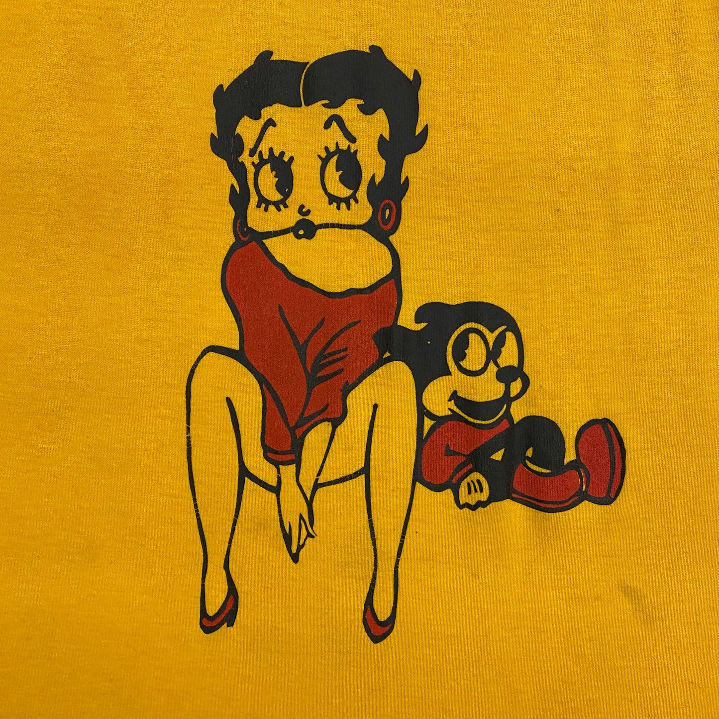 Early 1980s Betty Boop Yellow V-Neck Tee - Size Large