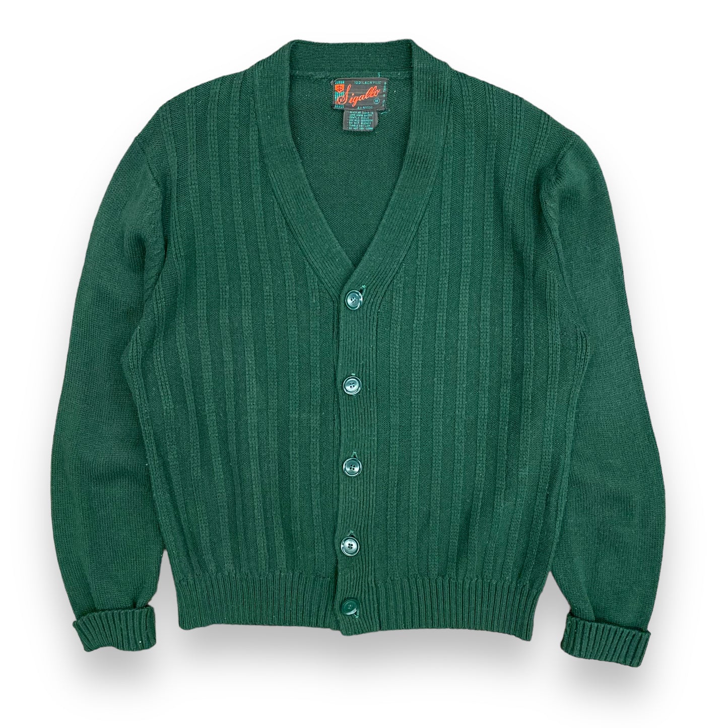 1980s Forest Green Knit Cardigan Sweater - Size Medium