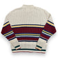 1990s Striped Cotton Rolled Mockneck Sweater - Size Large