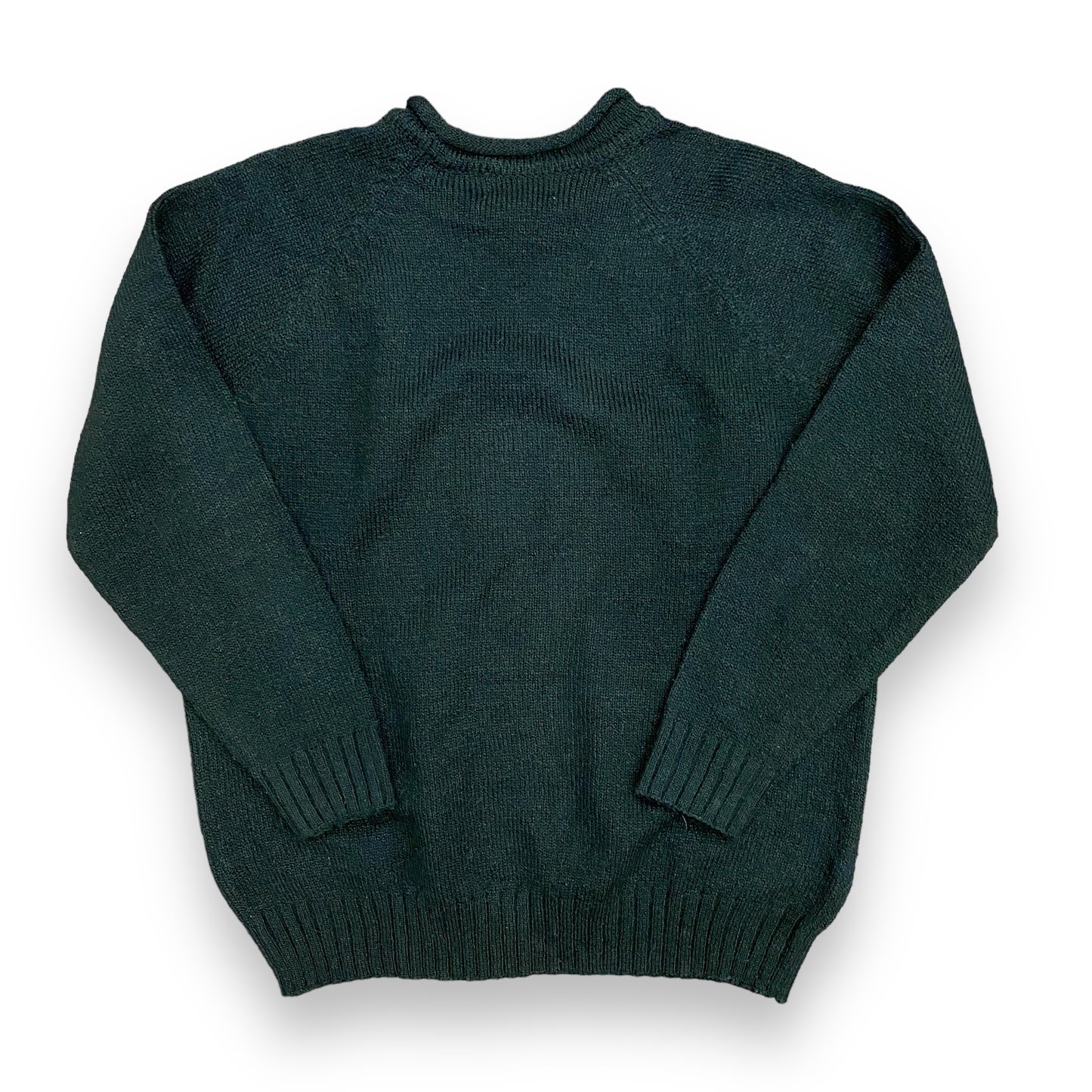 90s Rolled Neck Black Raglan Sweater - Size Large