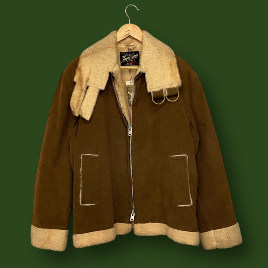 1970s Suede & Sherpa Lined Zip Up Jacket - Size 44 (Large)