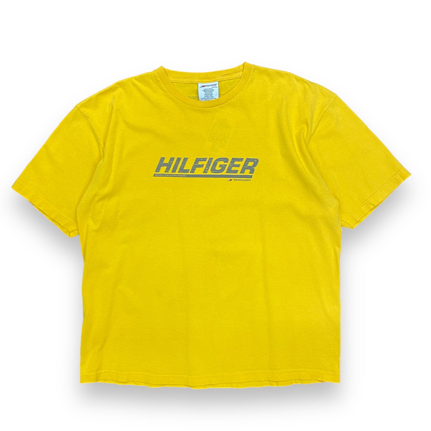 Y2K Hilfiger Athletics Yellow Logo Tee - Size XL