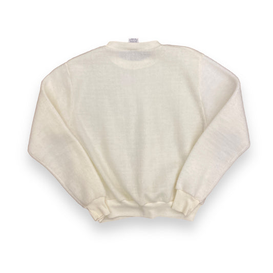Vintage 80s Floral Fleece Cream Color Sweatshirt - Size Small