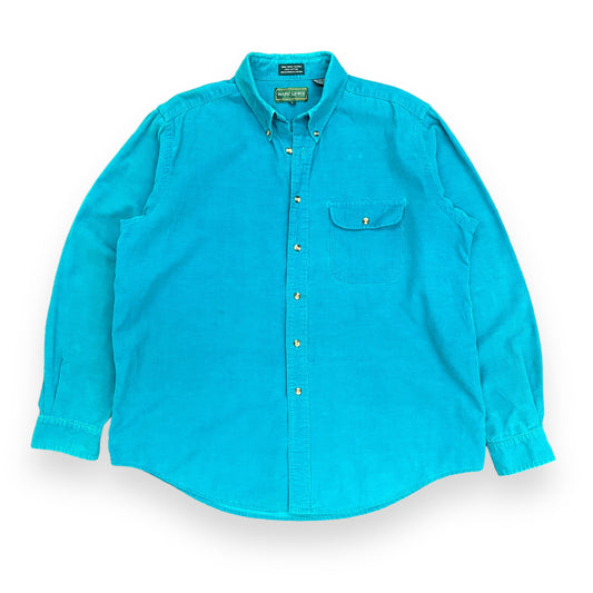 Vintage 1980s Marc Lewis Teal Pincord Single Needle Button Down - Size Large