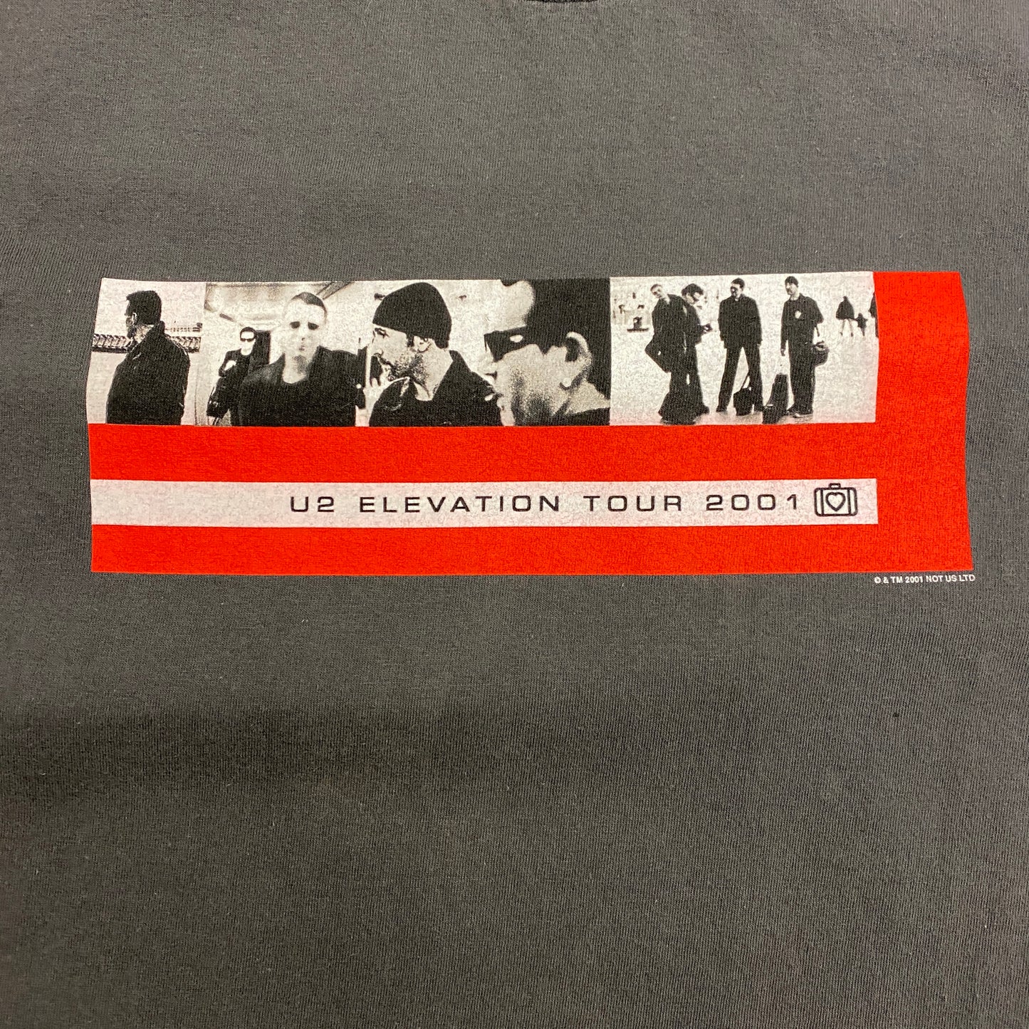 2001 U2 "Elevation Tour" Gray Band Tee - Size Large