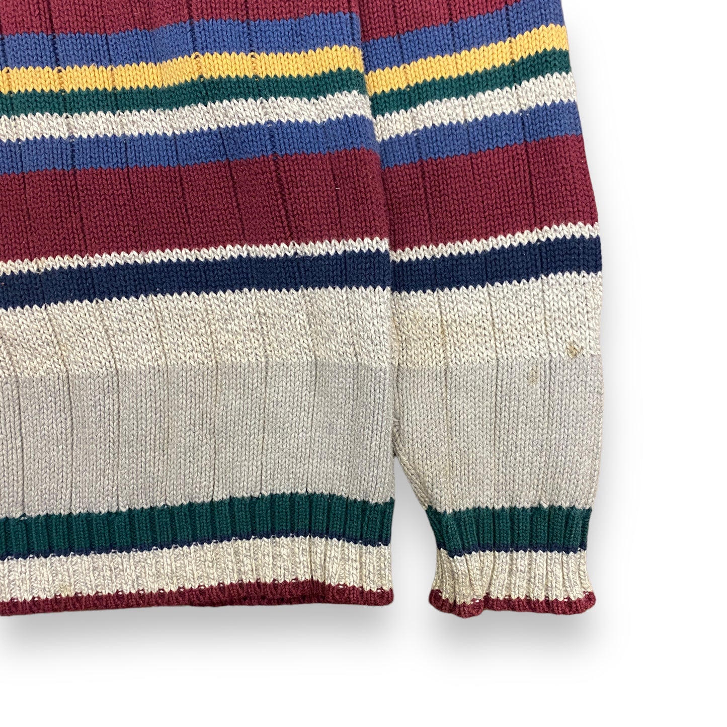 1990s Striped Cotton Rolled Mockneck Sweater - Size Large
