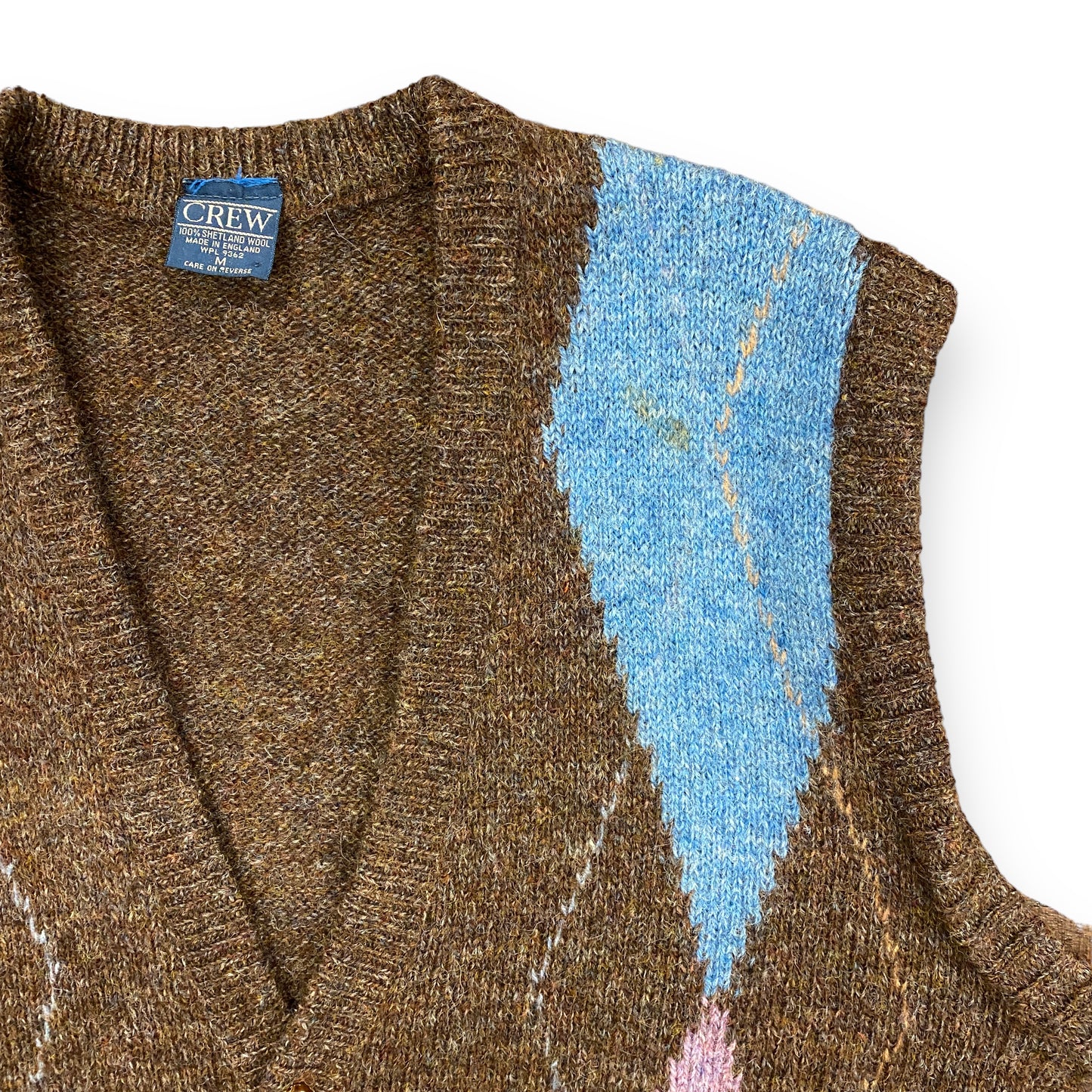 Vintage 1980s Crew Shetland Wool Argyle Sweater Vest - Size Medium