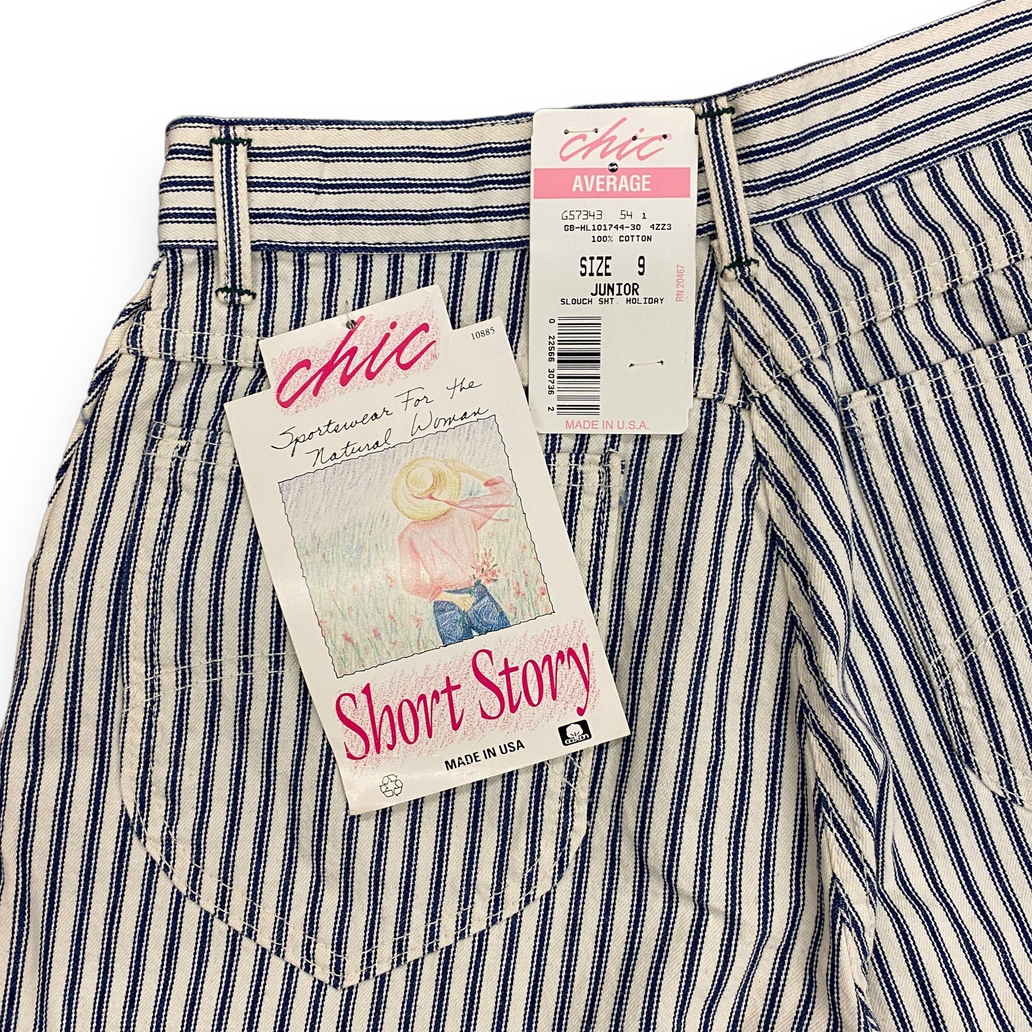 1980s Railroad Stripe High-Waisted Shorts - 27"x7"