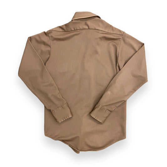 Vintage 1970s Van Heusen "Vanknit" Brown Polyester Shirt - Size Medium