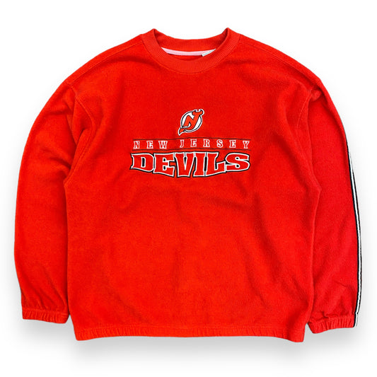 Vintage New Jersey Devils Hockey Embroidered Fleece Sweatshirt - Size Large