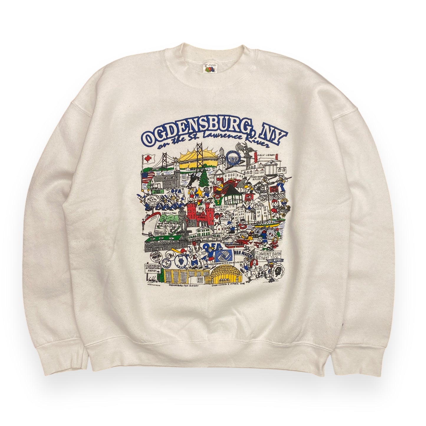 Vintage 1990s Ogdensburg, NY Town Map Sweatshirt - Size XL