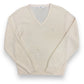 Vintage Christian Dior Cream V-Neck Sweater - Size Large