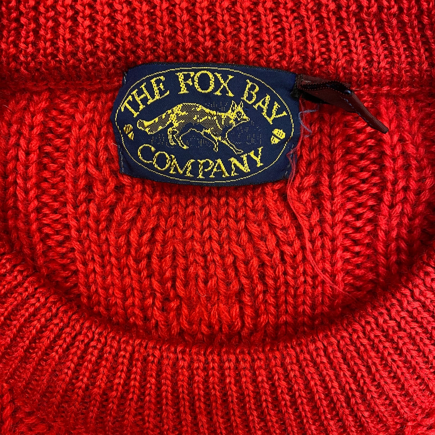 1990s The Fox Bay Company Red Cable Knit Sweater - Size XL