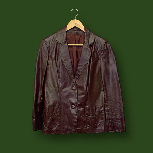 1970s Oxblood Leather Jacket - Size Small