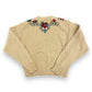 Wool Blend Tan Floral Cardigan - Size Medium