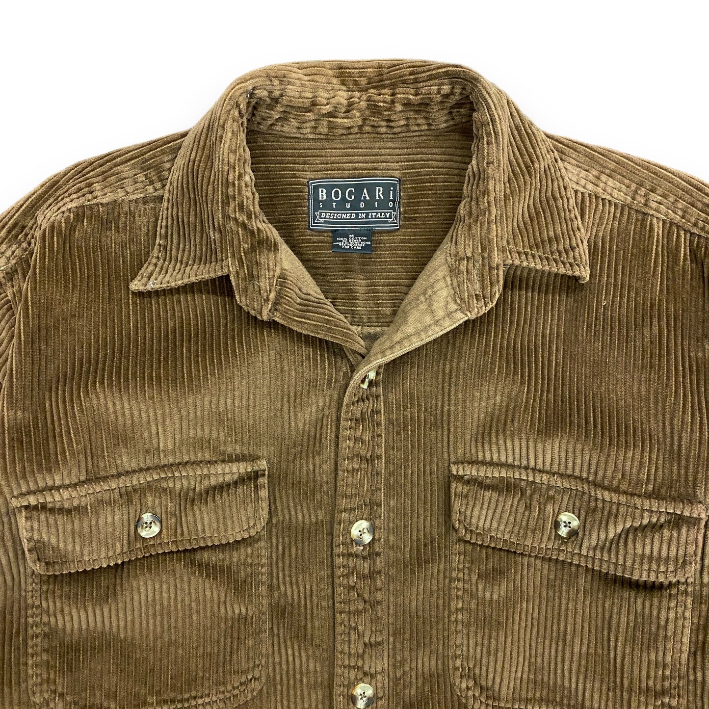 90s Bogari Studio Brown Corduroy Heavyweight Button Up Shirt - Size Medium