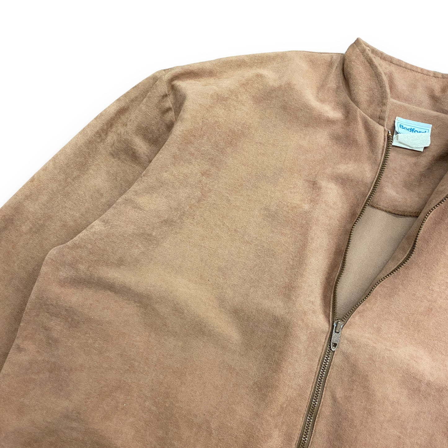 1980s Light Brown Faux Suede Jacket - Size Large