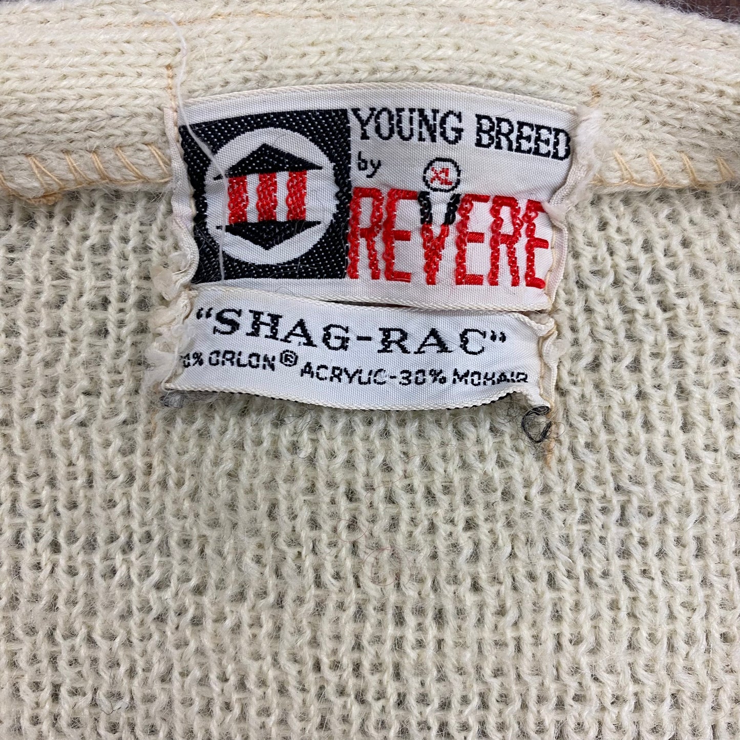 1960s Young Breed by Revere Shag-A-Rac Mohair Blend V-Neck Sweater - Size XL