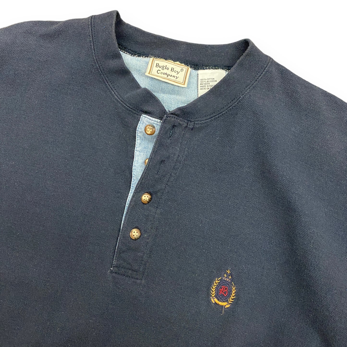 1990s Bugle Boy Co. Color Blocked Henley Shirt - Size XL