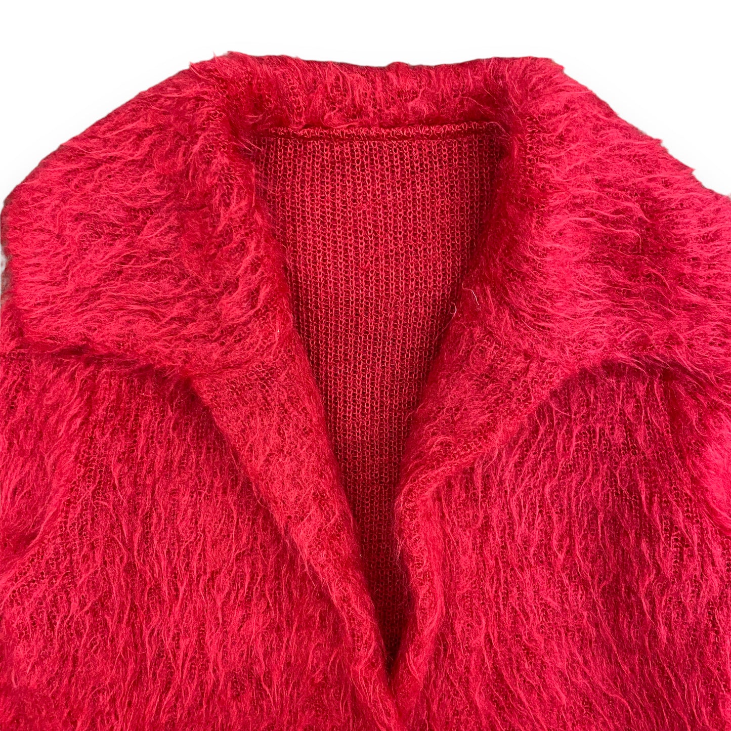 Vintage 1970s Shaggy Pink Mohair Oversized Collar Cardigan - Size Medium