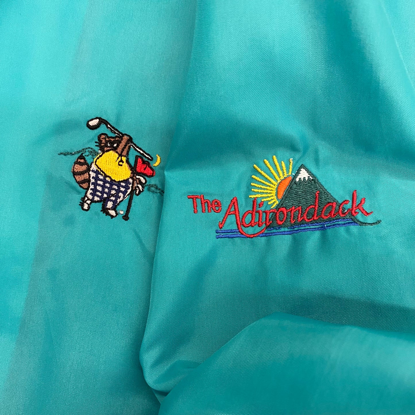 Vintage Adirondack Golf & Country Club Embroidered Teal Windbreaker - Size XL